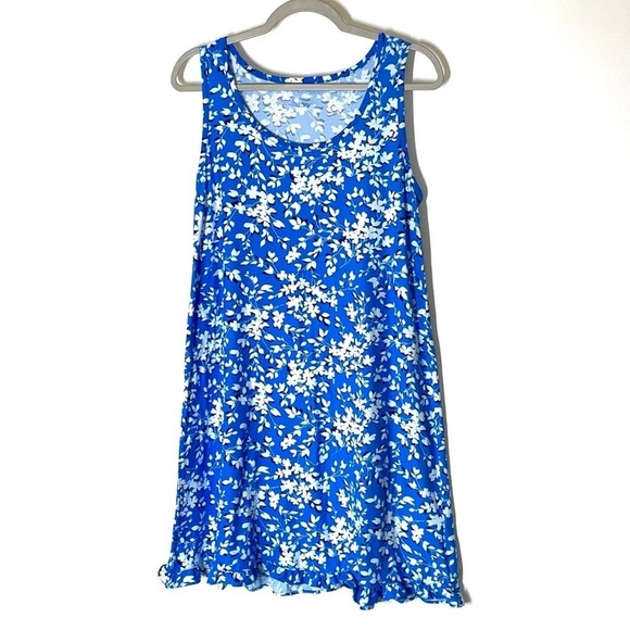 Draper James Sleeveless Floral Ruffle Bottom Dress Blue White Size Small / Med - Picture 4 of 9